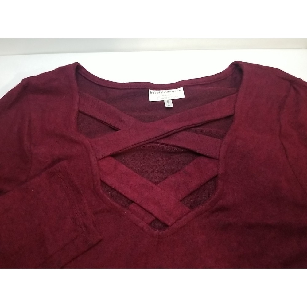Bobbie Brooks Ladies Womens Long Sleeve‎ Crisscross V Neck Long Shirt